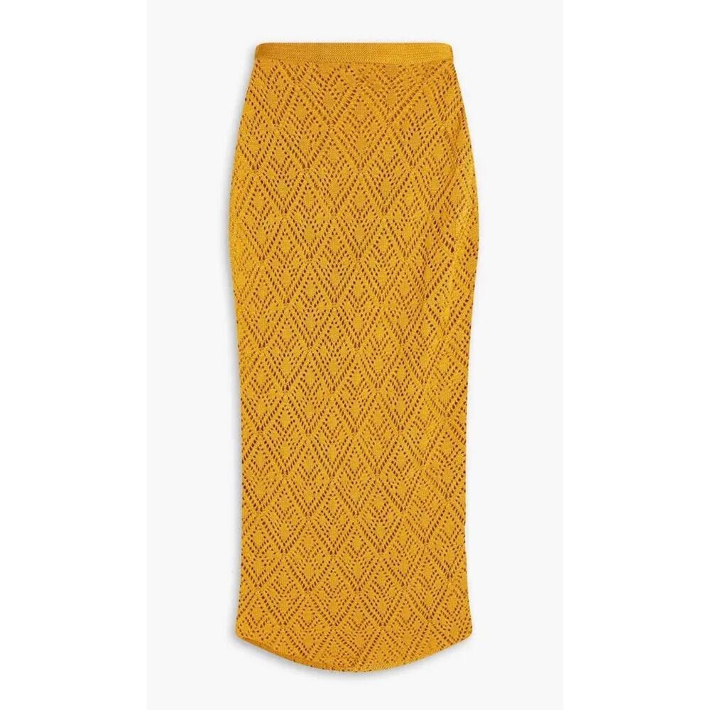 Savannah Morrow The Label Crochet Knit Maxi Skirt in Mango Size XS NWT